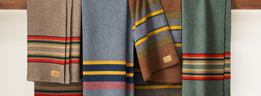 Pendleton wool blankets hanging