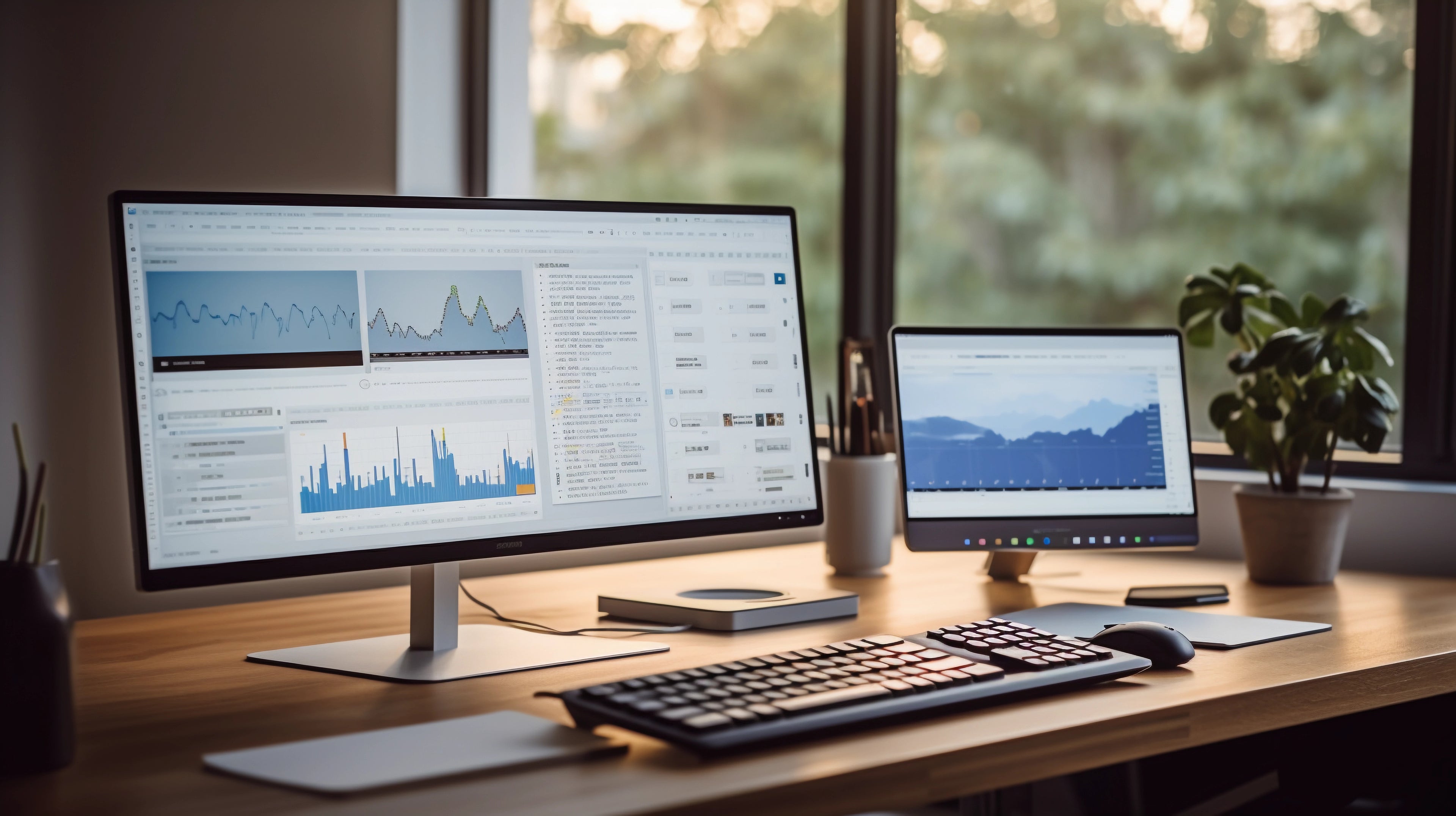 computer and tablet on office desk